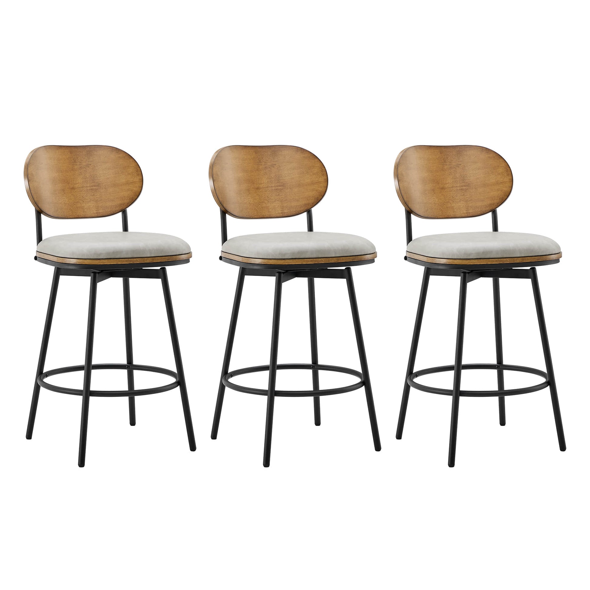 Aislinn swivel bar stools with wooden backrests and soft seats in modern kitchen - CHITA Living
