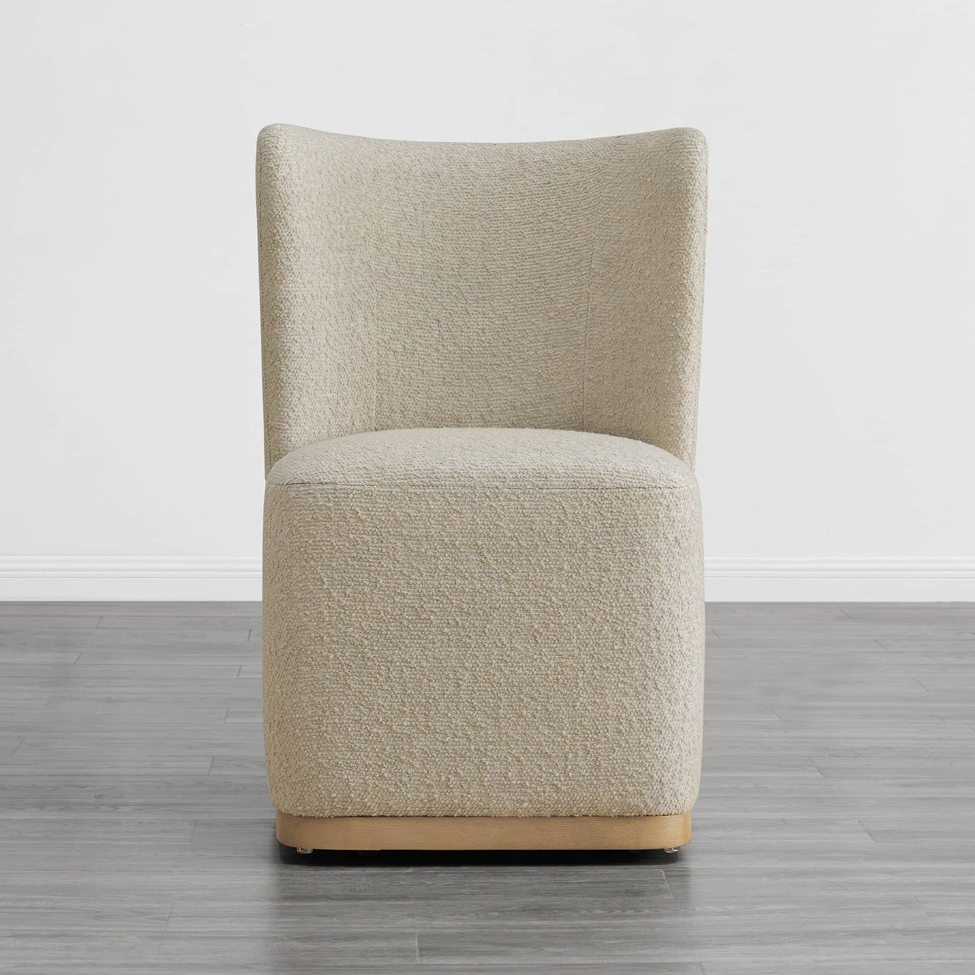 Beige textured wingback chair with sleek design in minimalist modern setting - CHITA Living