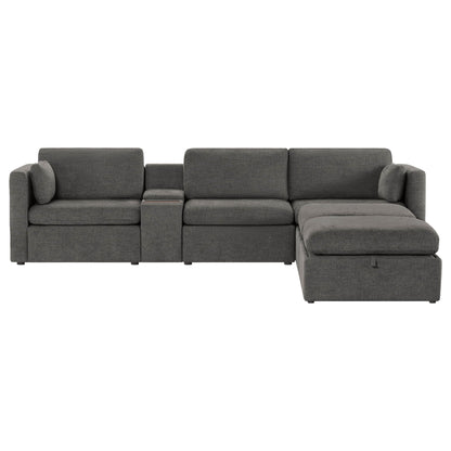 Delaney 5-Seat Modular Sofa Chaise with Storage Ottomans