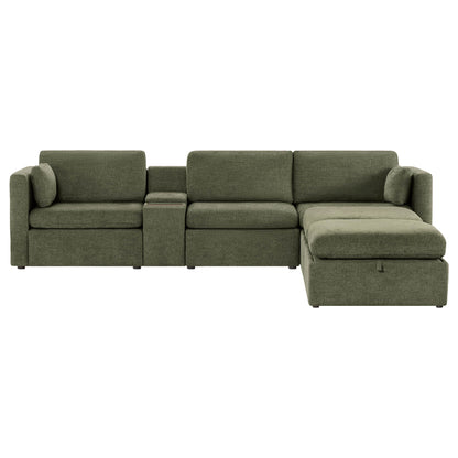 Delaney 5-Seat Modular Sofa Chaise with Storage Ottomans