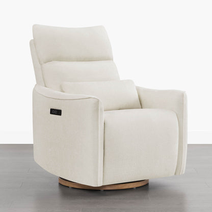 Cream Janice Power Swivel Nursery Glider Recliner with power headrest, modern furniture