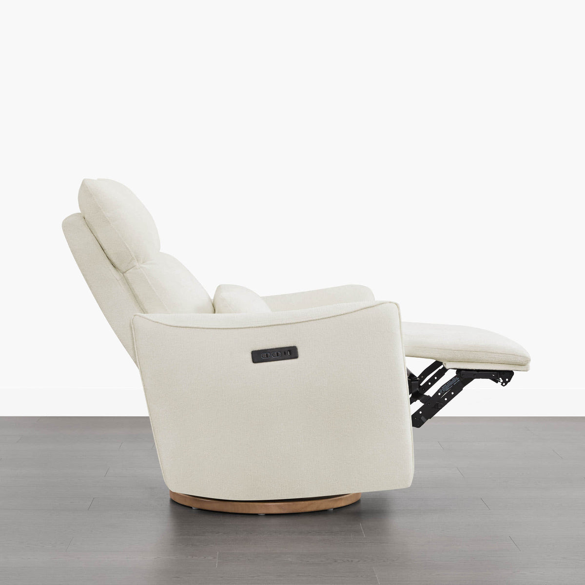 Cream Janice Power Swivel Nursery Glider Recliner, power headrest, modern nursery furniture