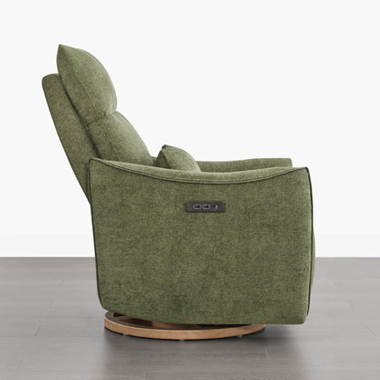 Green Janice Power Swivel Nursery Glider Recliner, power headrest detail