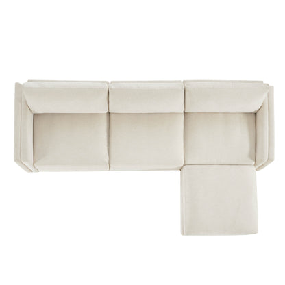 Liam 4-Piece Overstuffed Sectional Sofa top view in light beige fabric with chaise - CHITA Living