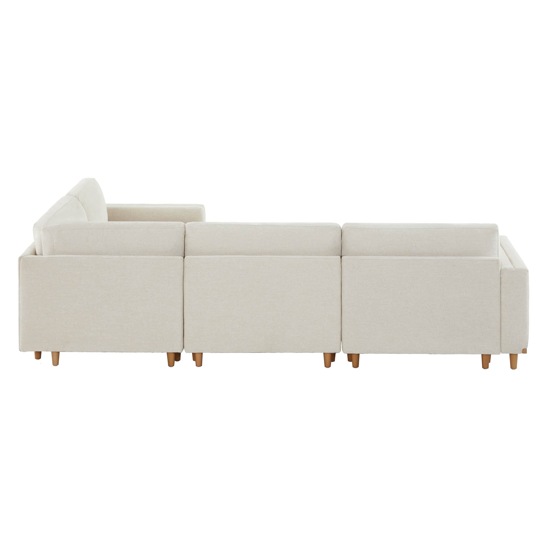 Liam 4-Piece Overstuffed Sectional Sofa in soft beige, showcasing modern design and wooden legs - CHITA Living