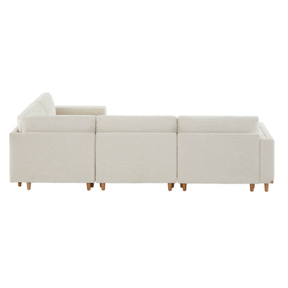 Liam 4-Piece Overstuffed Sectional Sofa in soft beige, showcasing modern design and wooden legs - CHITA Living
