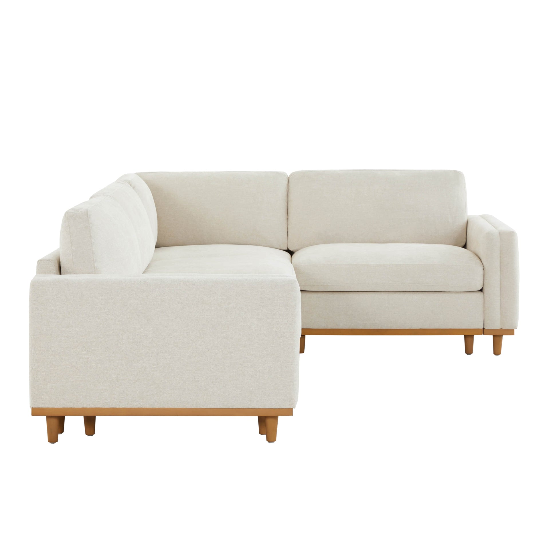 Liam 4-Piece Overstuffed Sectional Sofa in light beige with wooden legs - CHITA Living