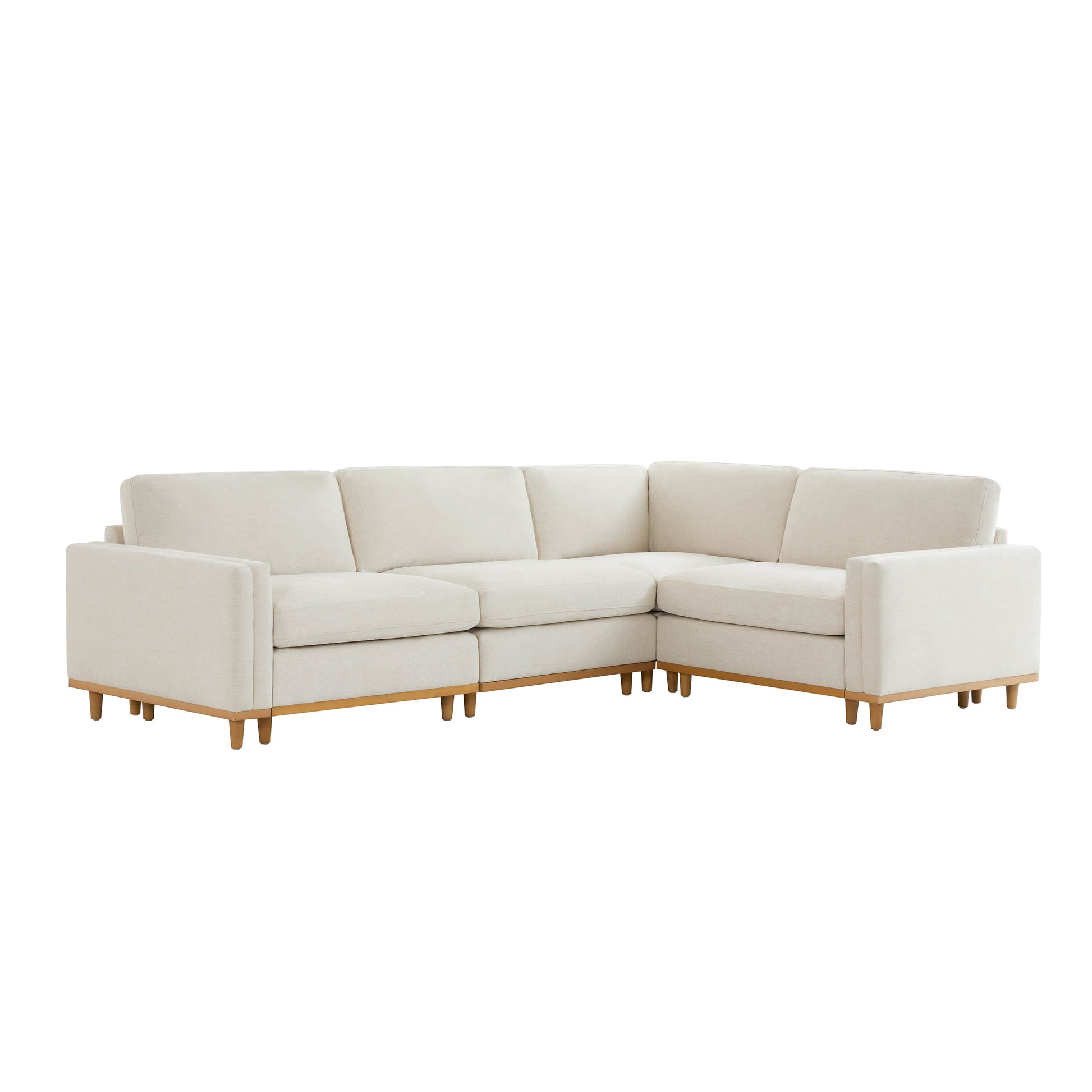 Liam 4-Piece Overstuffed Sectional Sofa with chaise in light beige fabric - CHITA Living