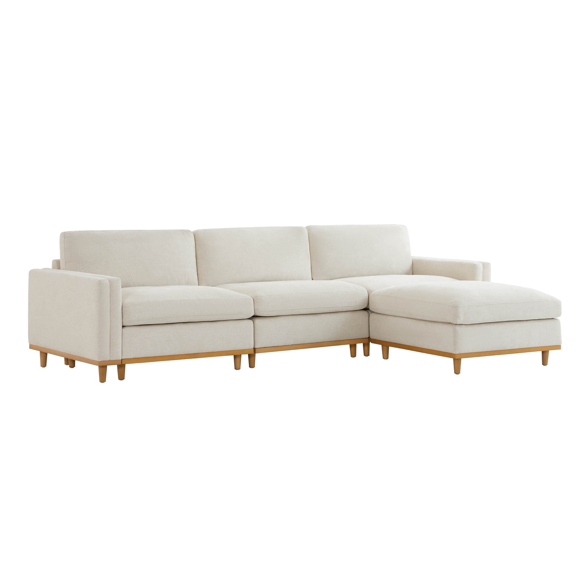 Liam 4-Piece Overstuffed Sectional Sofa with chaise in light beige fabric - CHITA Living