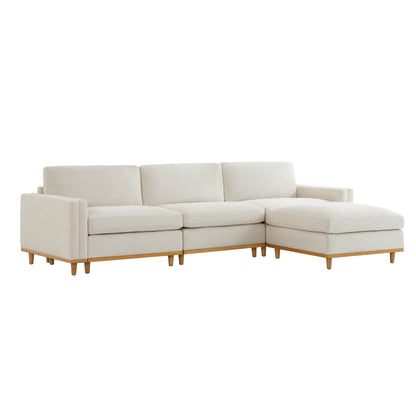 Liam 4-Piece Overstuffed Sectional Sofa with chaise in light beige fabric - CHITA Living