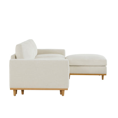 Liam 4-Piece Overstuffed Sectional Sofa side view in light fabric with chaise lounge - CHITA Living