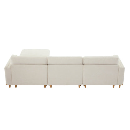 Back view of Liam 4-Piece Sectional Sofa in light fabric with chaise - CHITA Living