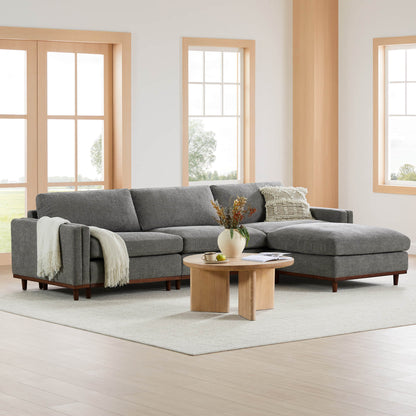 Liam 4-Piece Overstuffed Sectional Sofa in soft gray with chaise in bright modern living room - CHITA Living