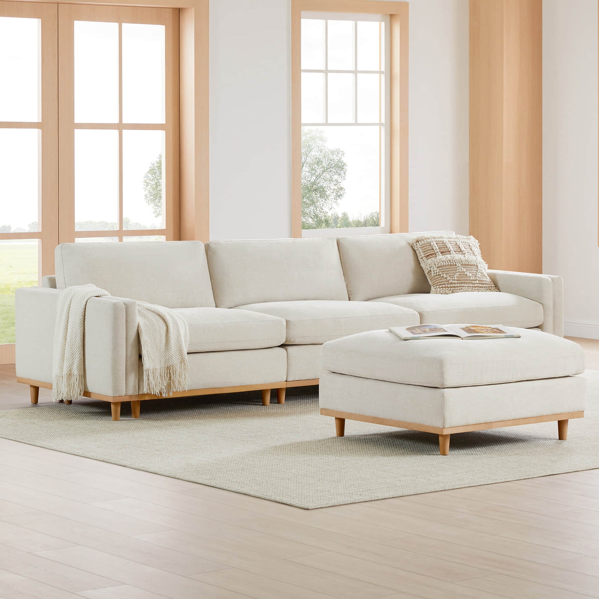 Liam 4-Piece Overstuffed Sectional Sofa with matching ottoman in modern living room - CHITA Living