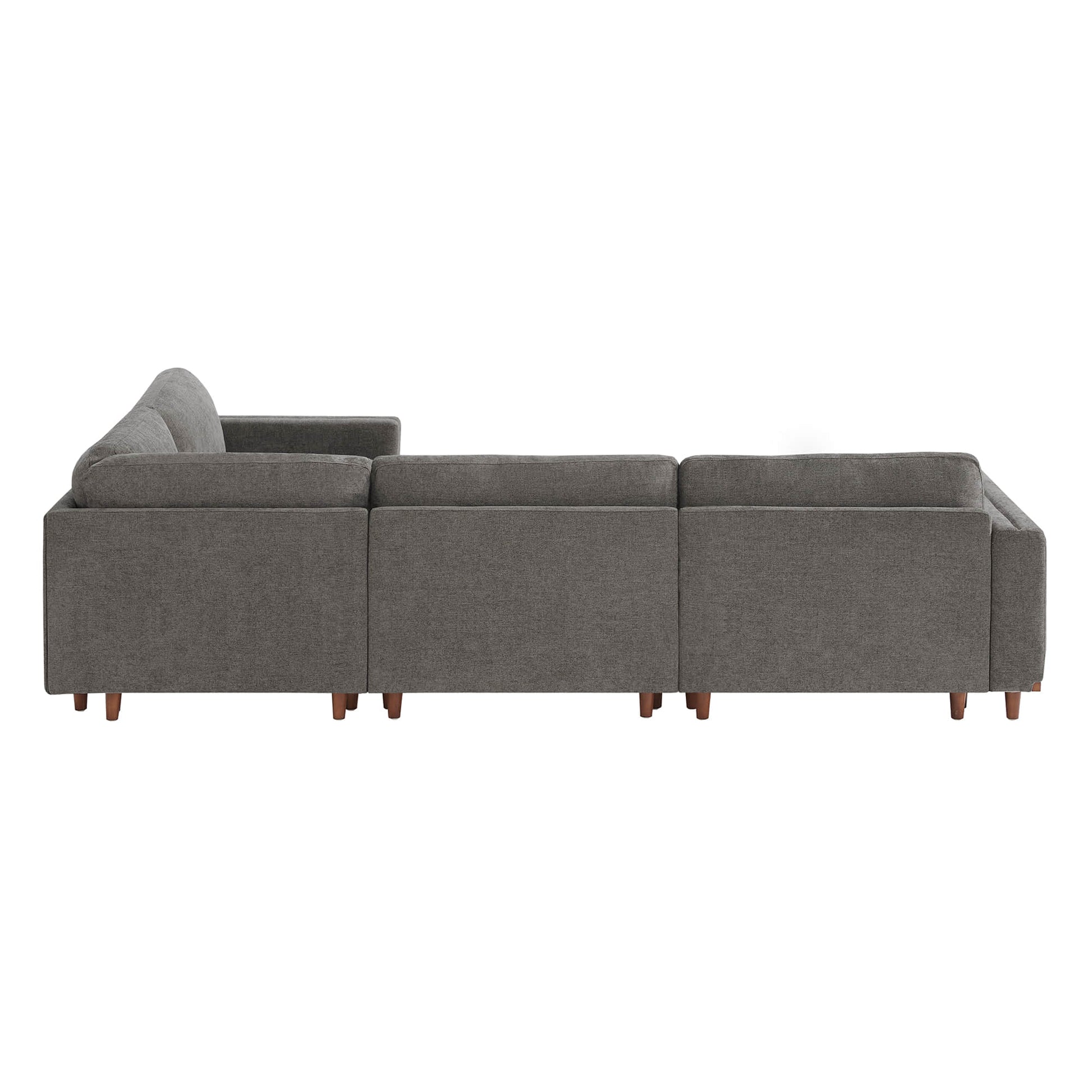 Liam 4-Piece Overstuffed Sectional Sofa in dark gray fabric with wooden legs - CHITA Living