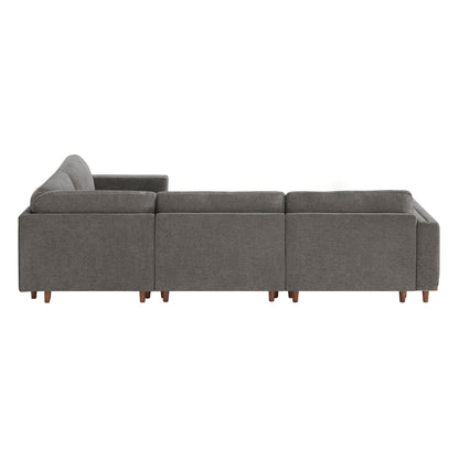 Liam 4-Piece Overstuffed Sectional Sofa in dark gray fabric with wooden legs - CHITA Living