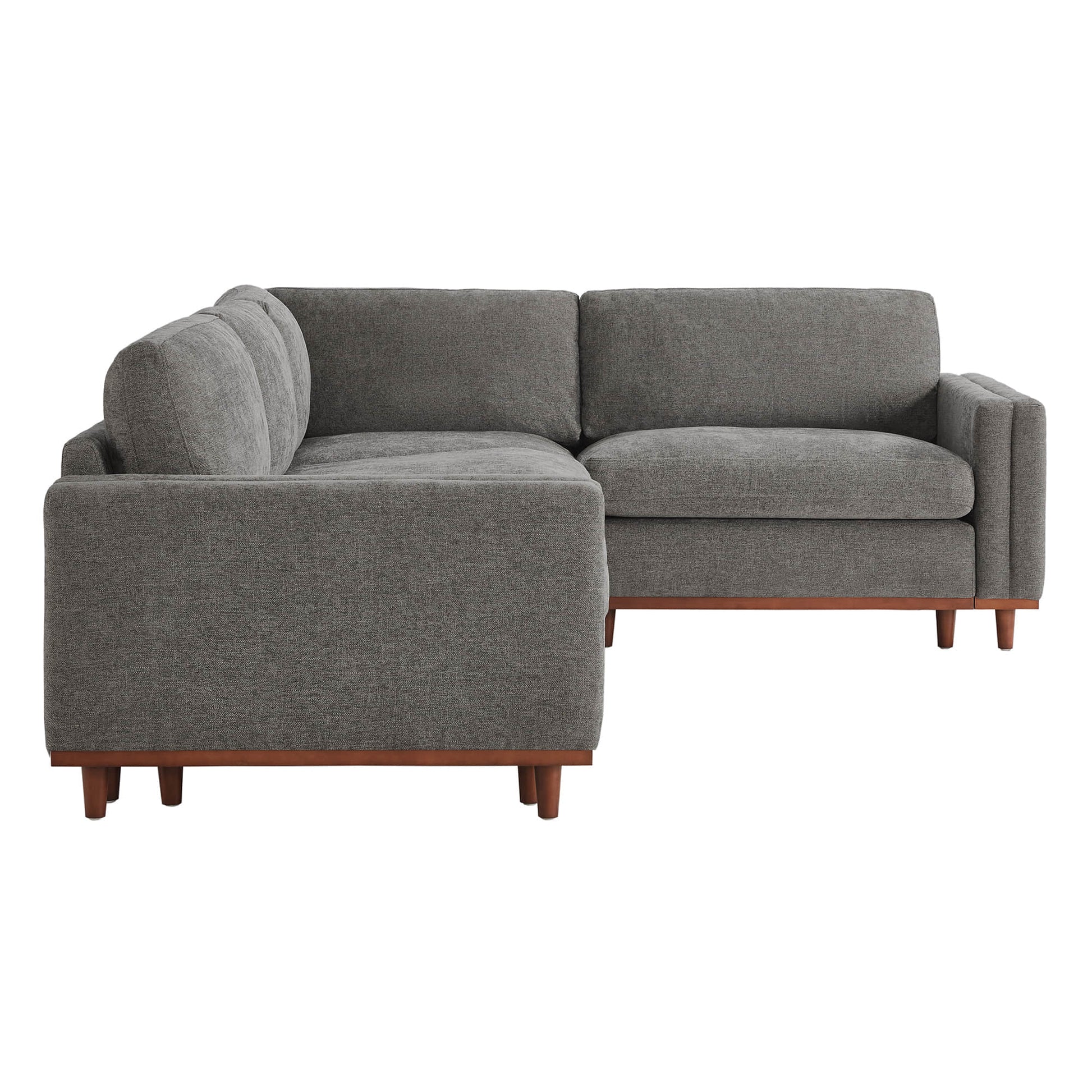Liam 4-Piece Overstuffed Sectional Sofa in soft gray with wooden legs for modern living space - CHITA Living
