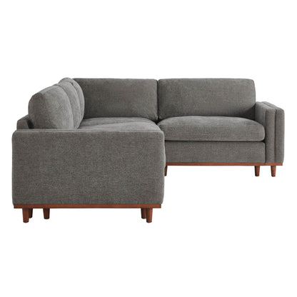 Liam 4-Piece Overstuffed Sectional Sofa in soft gray with wooden legs for modern living space - CHITA Living