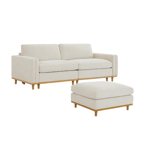 Liam 3-Piece Overstuffed Modular Sofa with ottoman in bright living room setting - CHITA Living