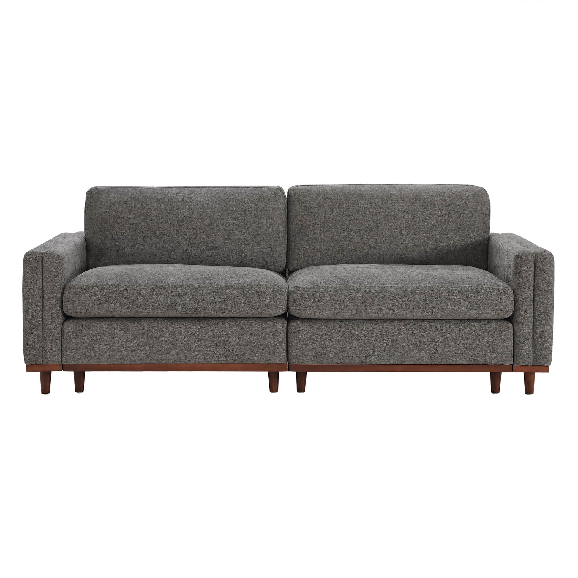 Gray 2-piece modular sectional sofa with wood base in a contemporary living room - CHITA Living