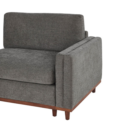 Gray fabric corner piece of Liam 5-Piece Overstuffed Sectional with wood base - CHITA Living