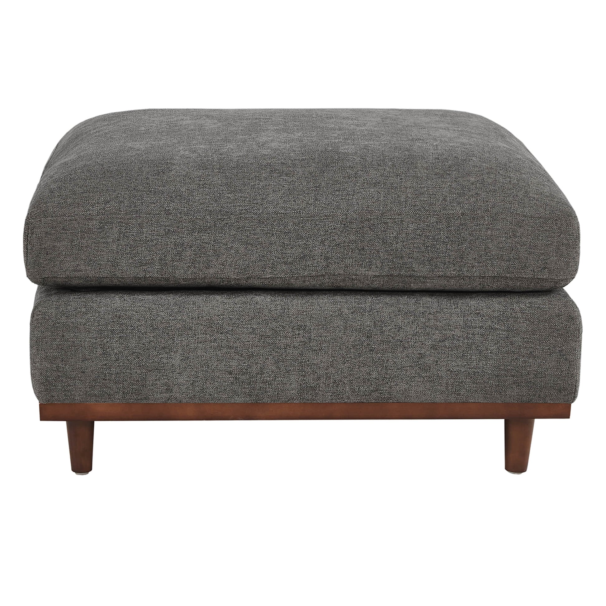 Liam modular ottoman in dark gray fabric with wooden base in modern living space - CHITA Living