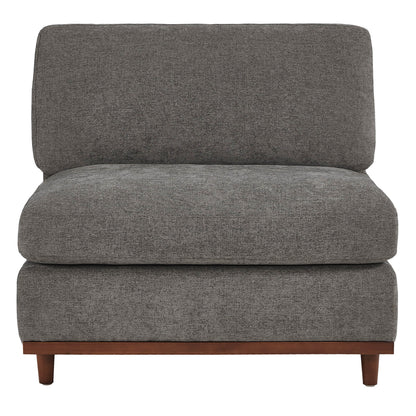Liam modular armless chair in dark gray fabric with wood base - CHITA Living