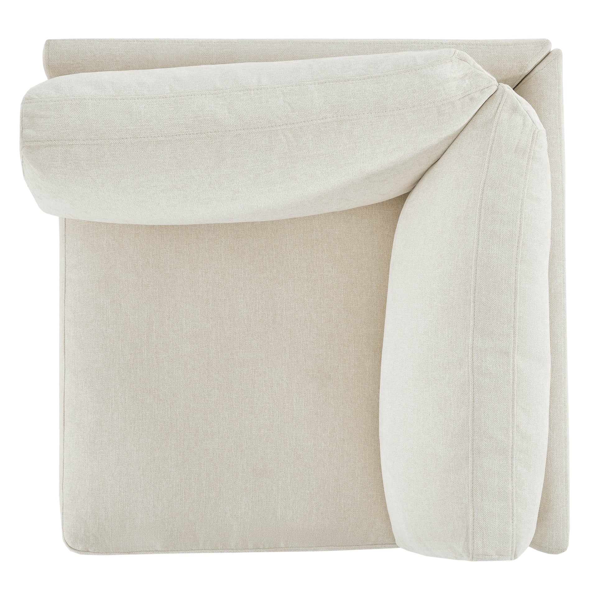 Beige Liam Overstuffed Modular Corner Seat with plush cushions from above - CHITA Living