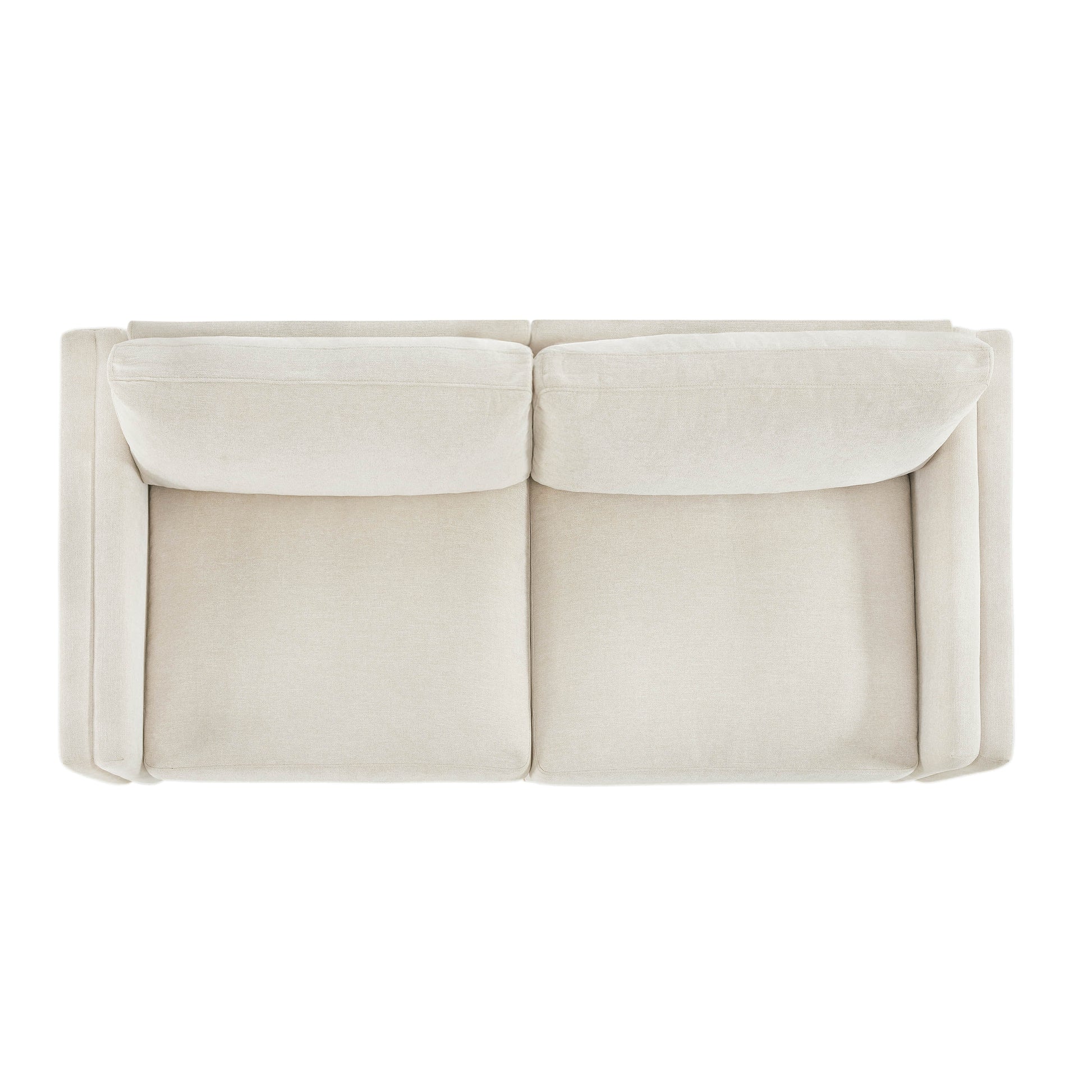 Top view of cream overstuffed sectional sofa with wooden base and plush cushions - CHITA Living