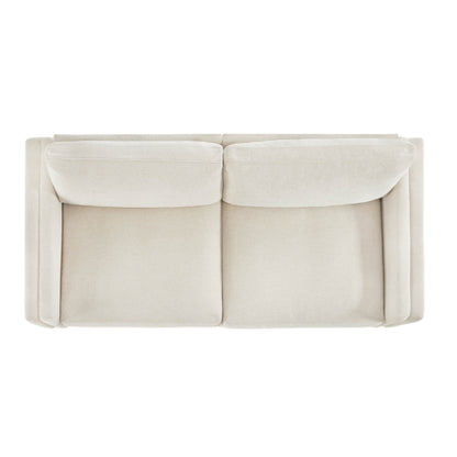 Top view of cream overstuffed sectional sofa with wooden base and plush cushions - CHITA Living