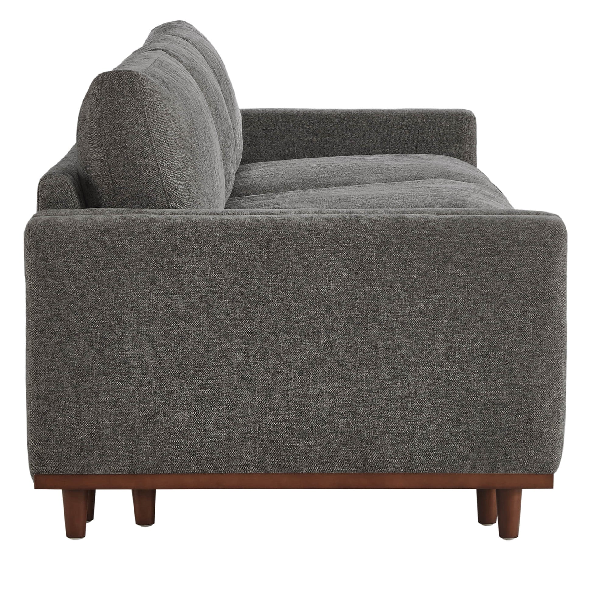 Side view of Liam 3-Piece Overstuffed Modular Sofa with dark gray upholstery and wood legs - CHITA Living