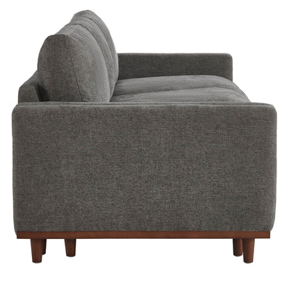 Side view of Liam 3-Piece Overstuffed Modular Sofa with dark gray upholstery and wood legs - CHITA Living