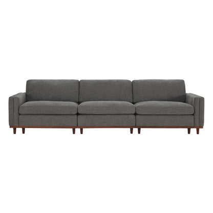 Liam 3-Piece Overstuffed Modular Sofa in gray fabric with wooden base - CHITA Living
