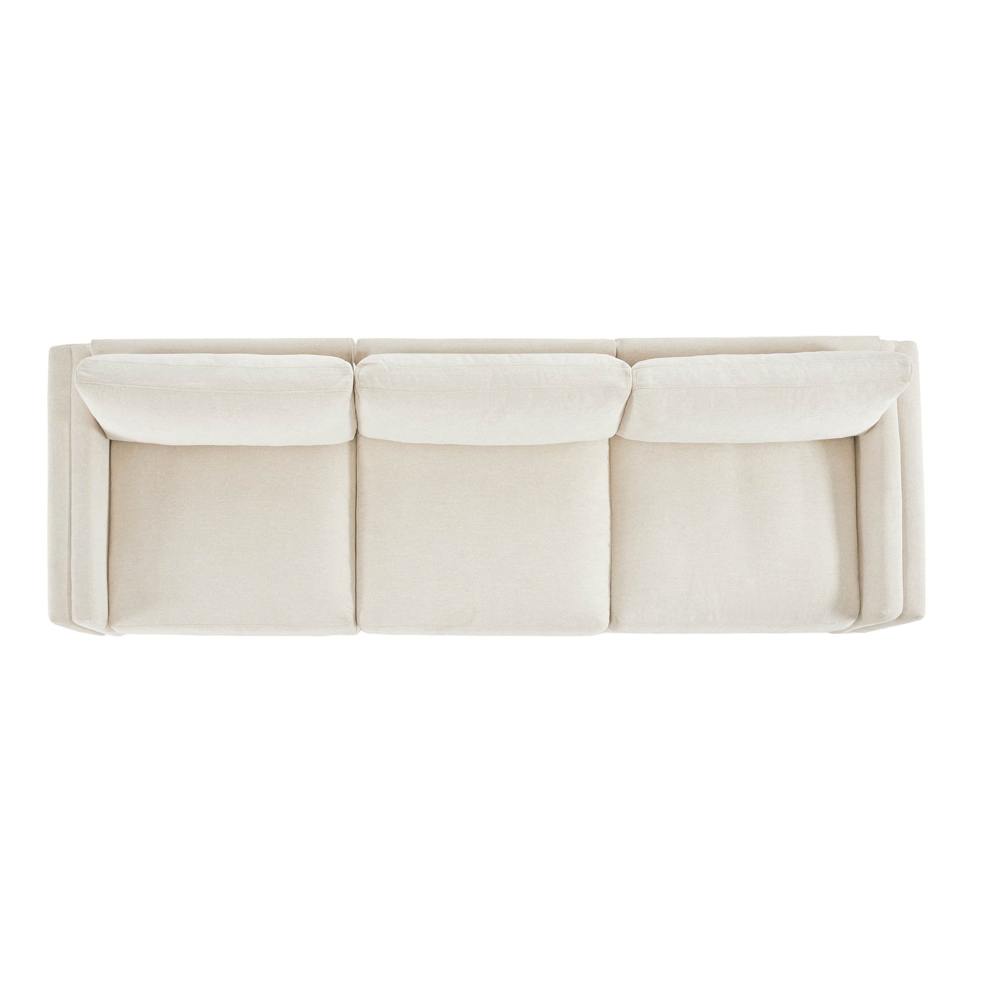 Top view of Liam 3-Piece Overstuffed Sofa with soft beige cushions and modular structure - CHITA Living