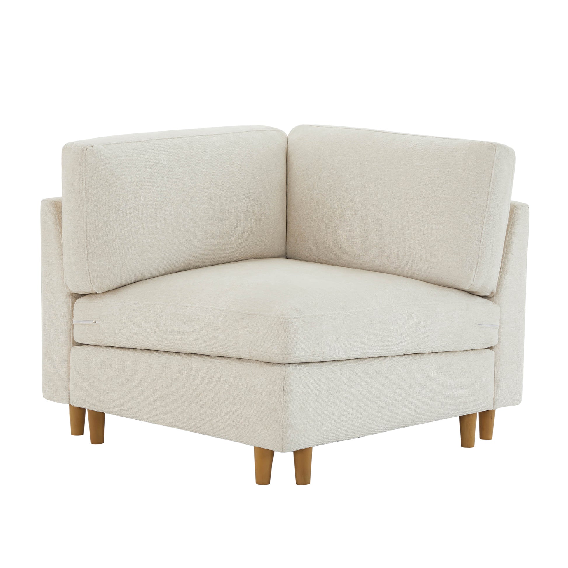 Liam sectional sofa corner piece in light fabric and wooden legs for modern living spaces - CHITA Living