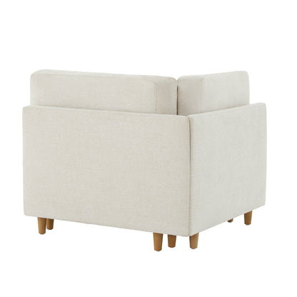 Liam Overstuffed Feather Modular Corner Seat in light beige with wooden legs from the back - CHITA Living