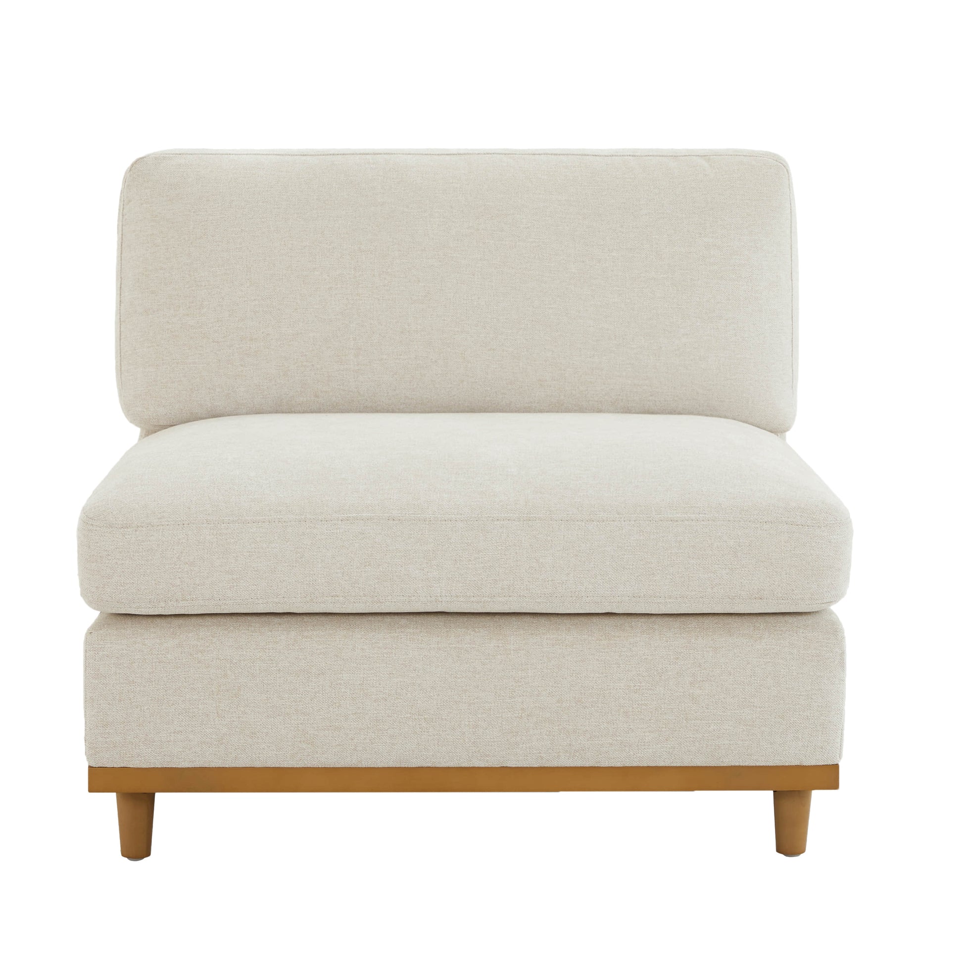 Liam armless chair from 3-Piece Overstuffed Modular Sofa in neutral fabric and wood base - CHITA Living