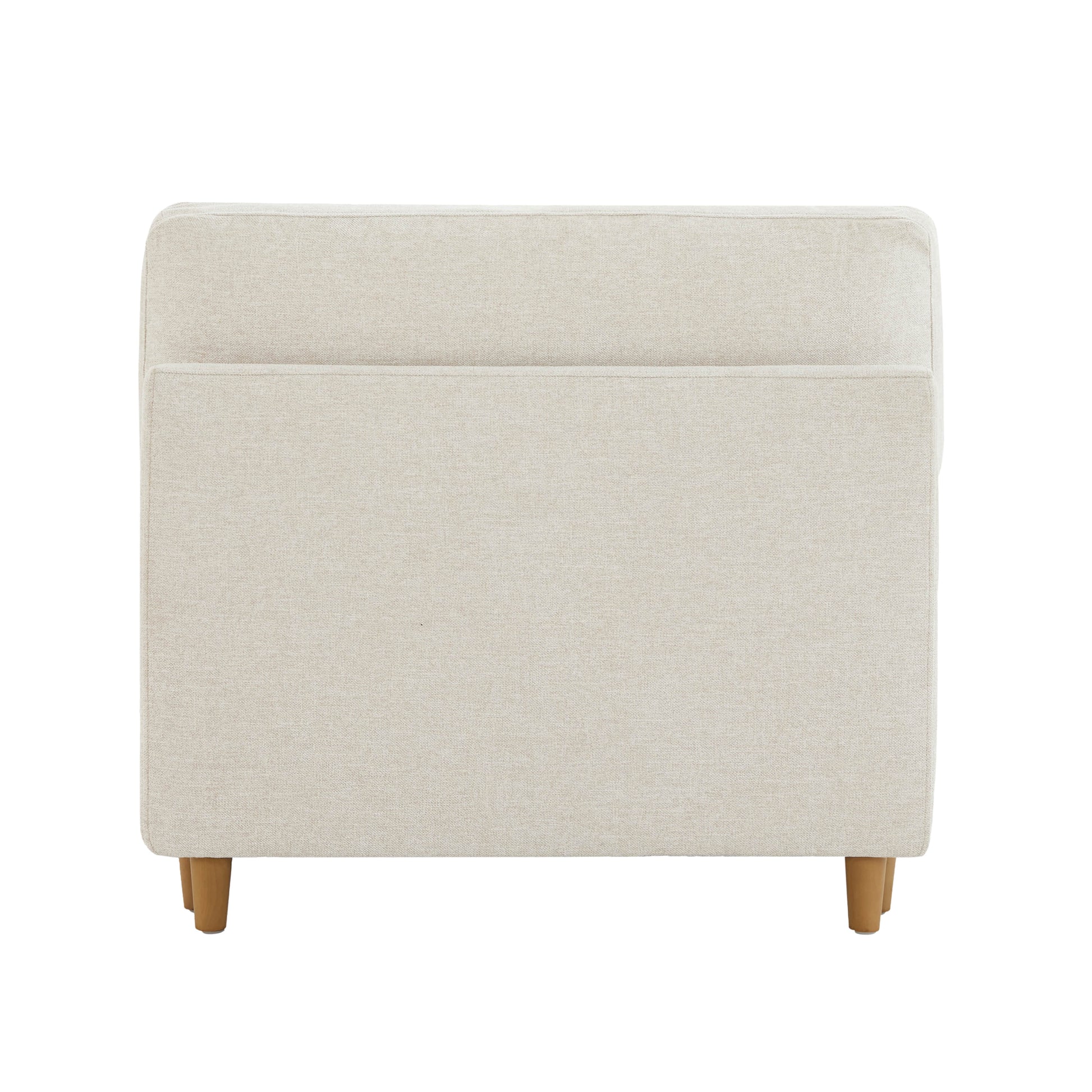 Beige overstuffed modular armless chair back view with tapered wood legs - CHITA Living