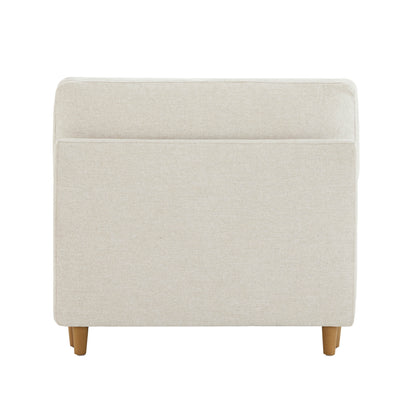 Beige overstuffed modular armless chair back view with tapered wood legs - CHITA Living