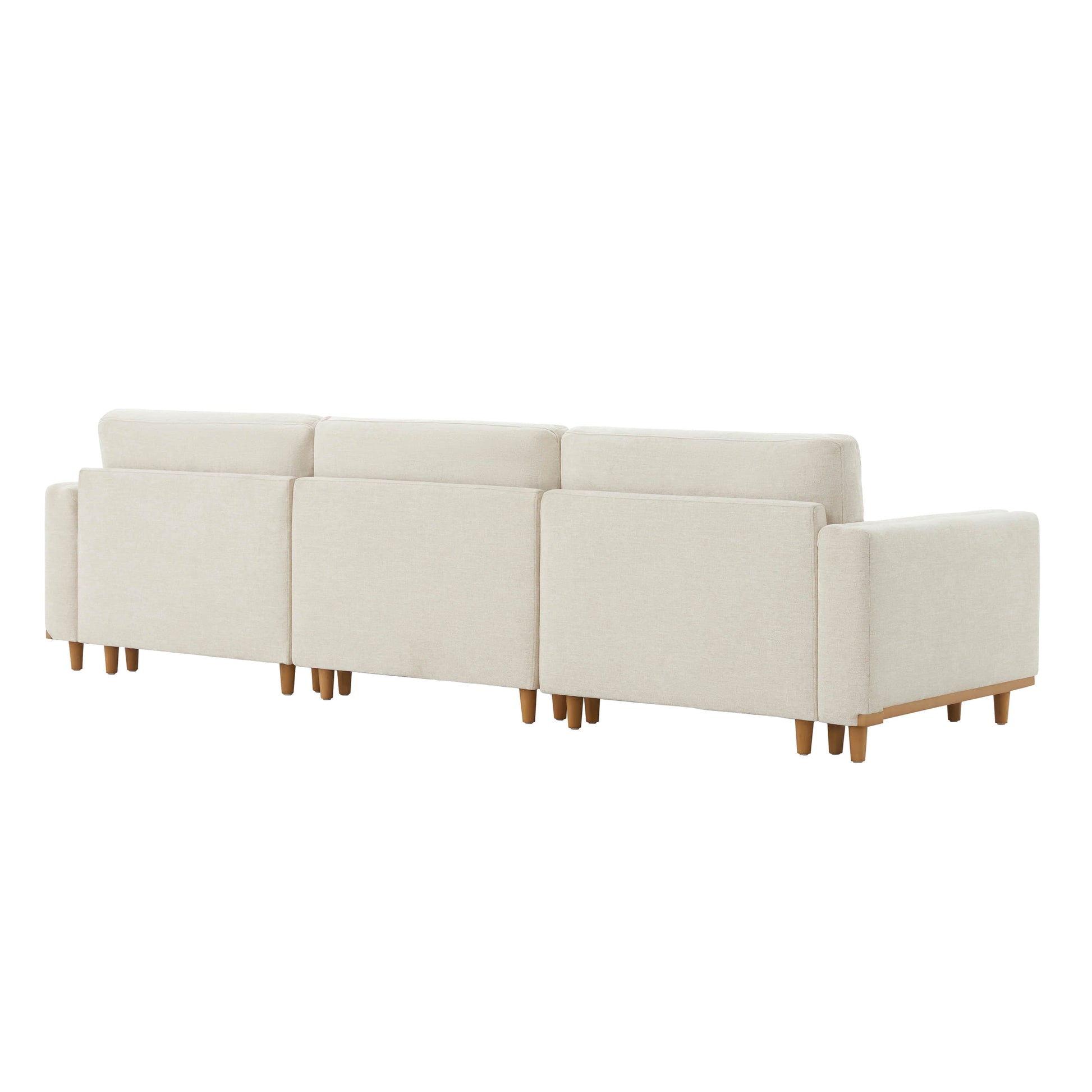 Back view of Liam 3-Piece Overstuffed Modular Sofa showcasing its clean lines and wood legs - CHITA Living
