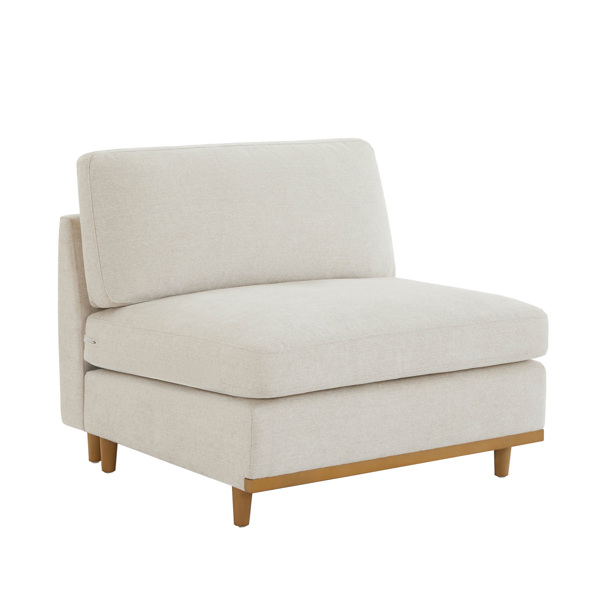 Liam modular sectional chair in light beige fabric with wooden base - CHITA Living