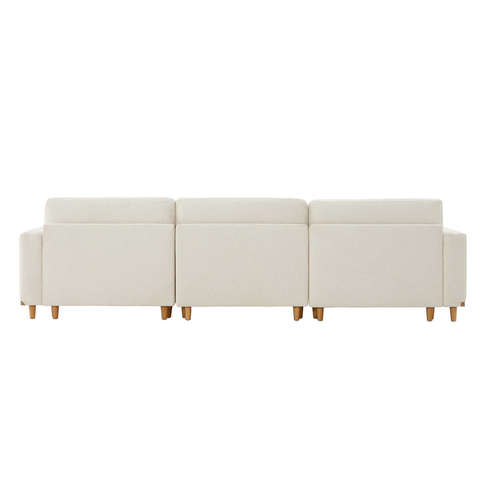 Back view of Liam 3-Piece Modular Sofa with clean lines and wooden legs - CHITA Living