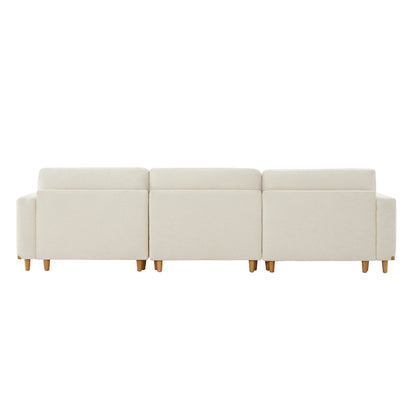 Back view of Liam 3-Piece Modular Sofa with clean lines and wooden legs - CHITA Living