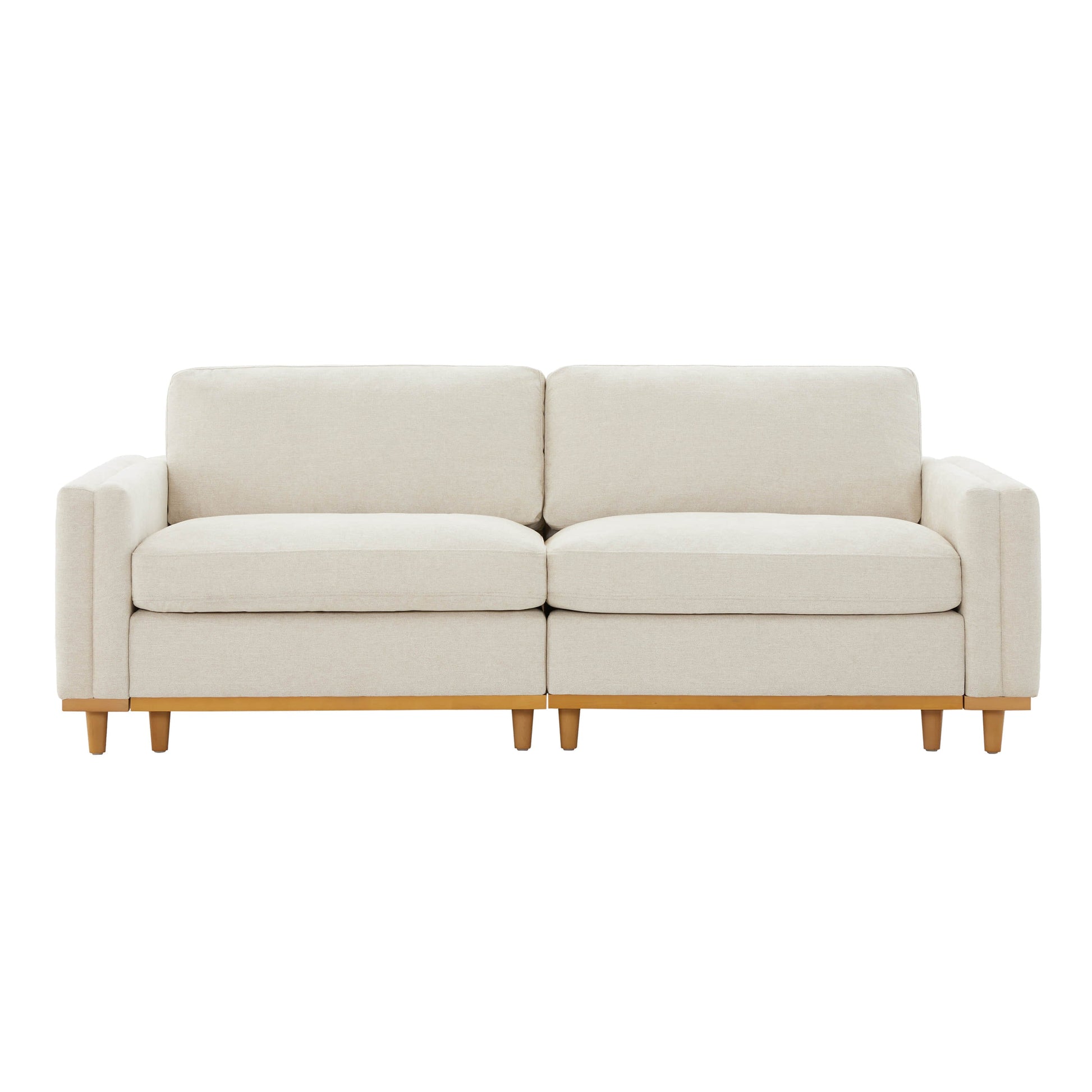 Cream 2-piece modular sectional sofa with wood base in a modern living room - CHITA Living