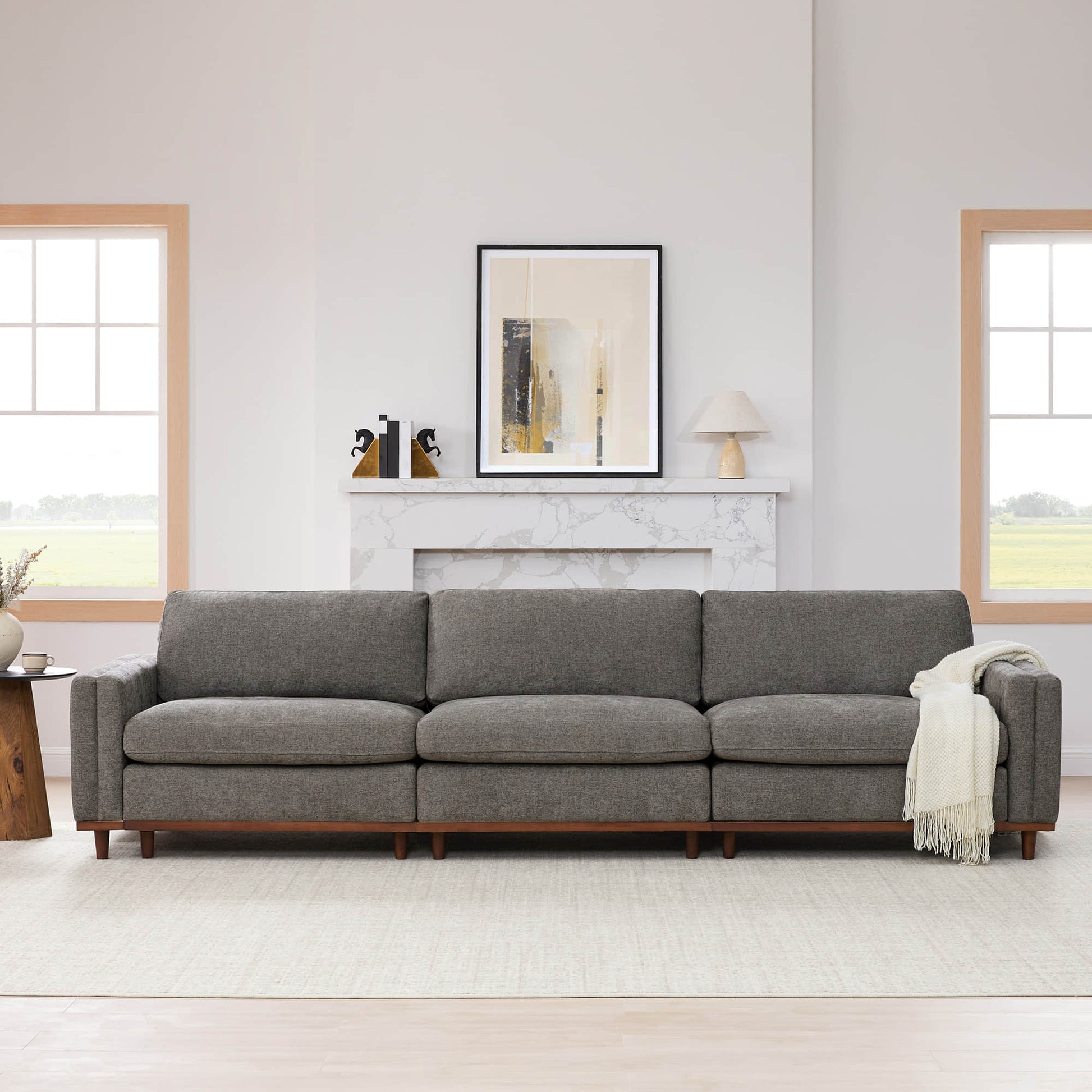 Liam 3-Piece Overstuffed Modular Sofa in a bright modern living room with gray upholstery - CHITA Living
