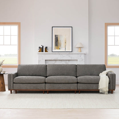 Liam 3-Piece Overstuffed Modular Sofa in a bright modern living room with gray upholstery - CHITA Living