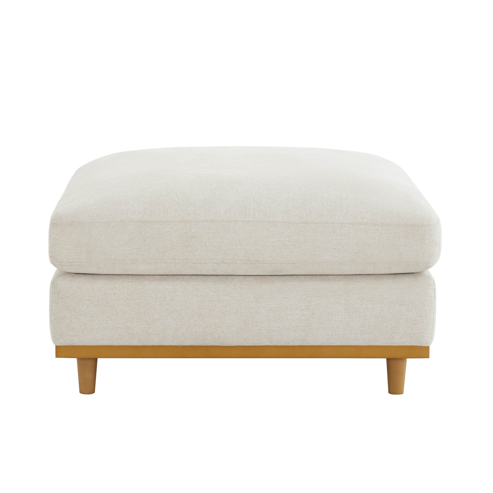 Liam modular ottoman in light beige fabric and wooden base - CHITA Living