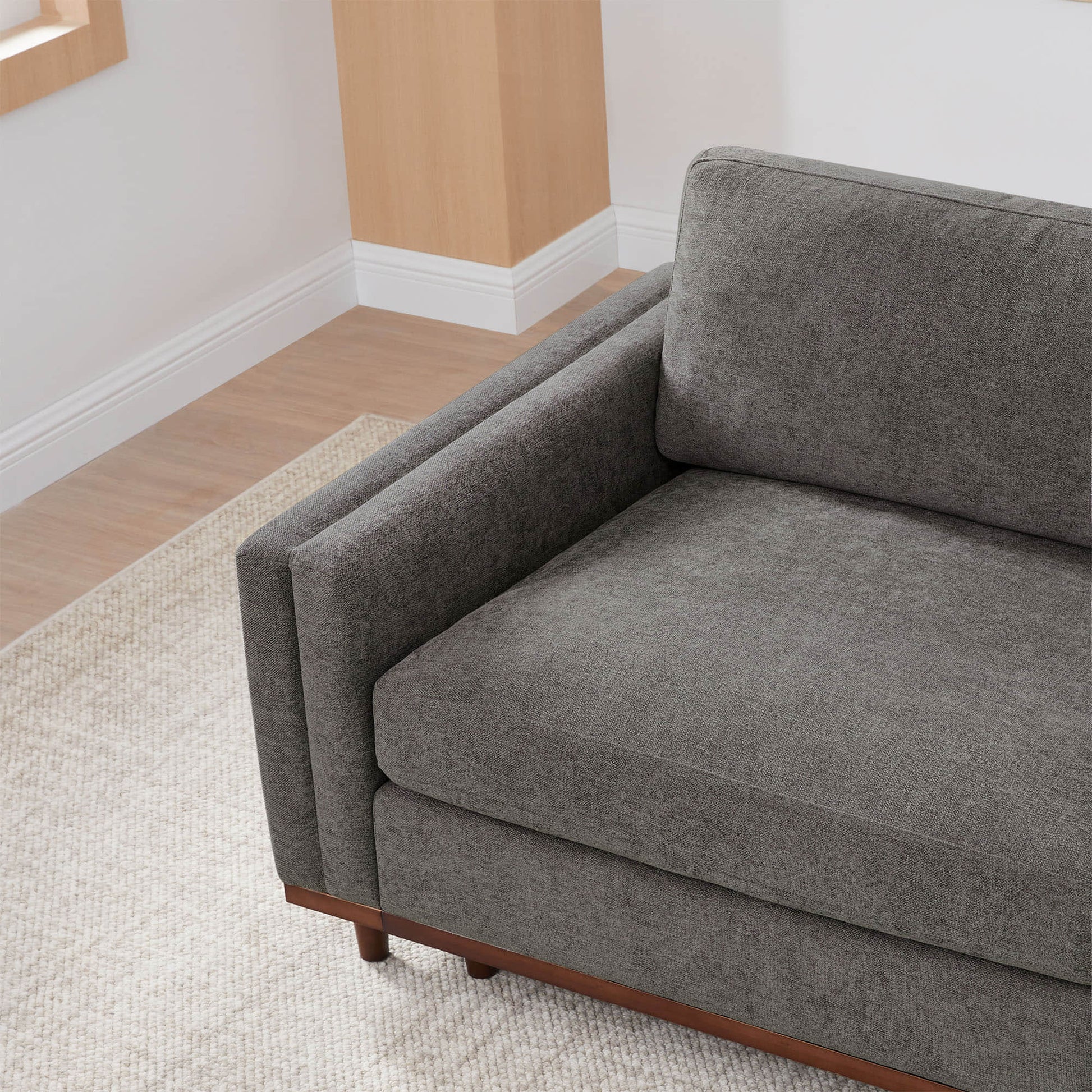 Liam 4-Piece Overstuffed Sectional Sofa in soft gray fabric on light rug - CHITA Living