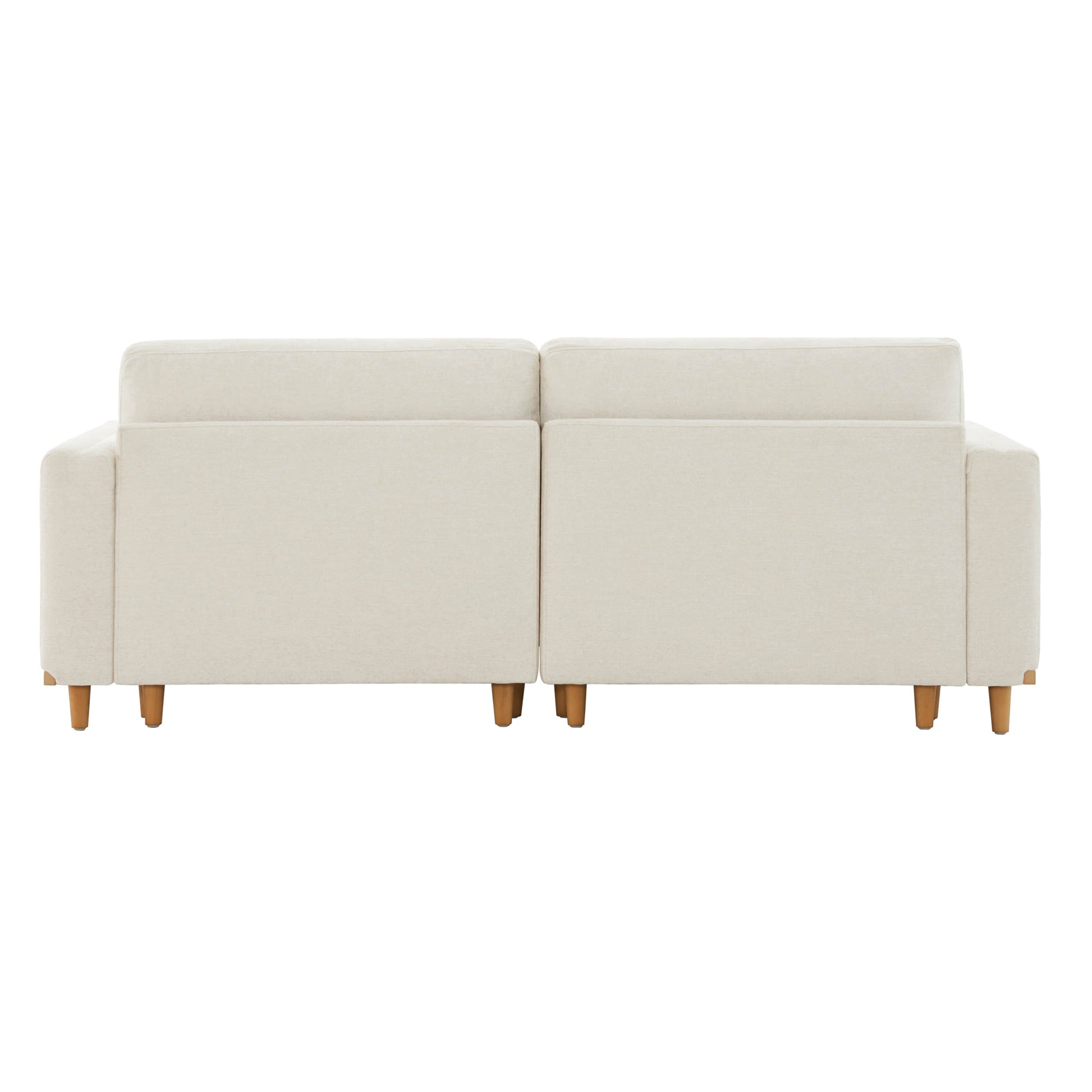 Back view of Liam 2-Piece overstuffed cream sectional sofa with wooden legs - CHITA Living