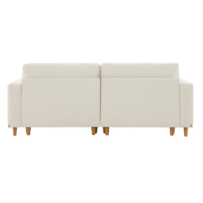 Back view of Liam 2-Piece overstuffed cream sectional sofa with wooden legs - CHITA Living